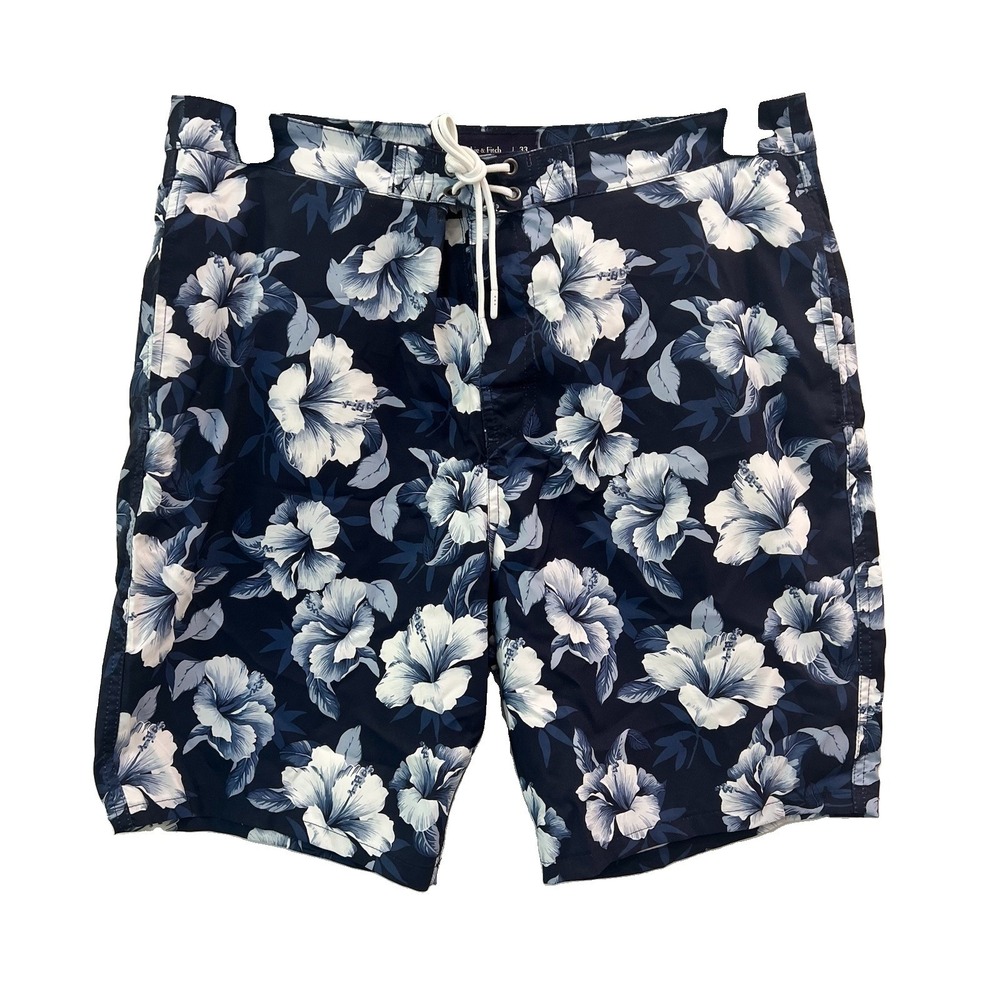 Abercrombie Fitch Swim Shorts Mens 33 Floral  Blue Navy Board‎ Shorts Casual
